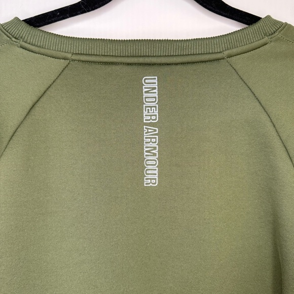 Under Armour Fleece Crewneck Sweatshirt | Army Green Large | UA Logo Pullover - Picture 5 of 5
